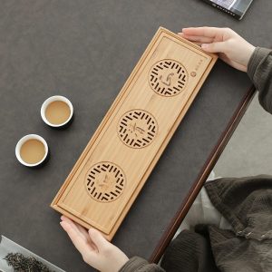 Bamboo Tray For Serving Tea Suitable For One Teapot And Two Cups