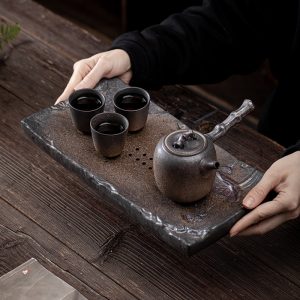 Lotus Pattern Ceramic Water Storage Tea Serving Tray