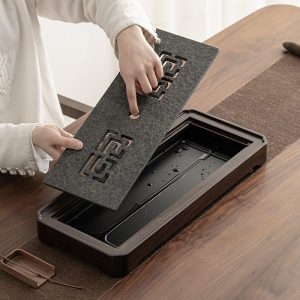 Ebony And Black Stone Japanese Style Gongfu Tea Serving Tray