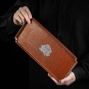 Auspicious Wooden Handpainted Chinese Style Tea Serving Tray