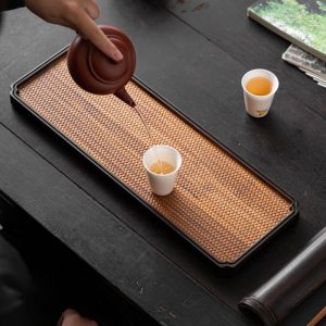 Traditional Chinese Bamboo Woven Gongfu Tea Cup Tea Tray