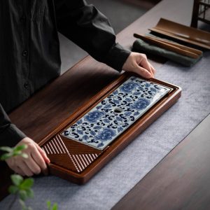 Japanese Bamboo Material Vintage Gongfu Tea Cup Holder Tray