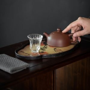 Ceramic Tea Serving Tray With Chinese Painting Patterns