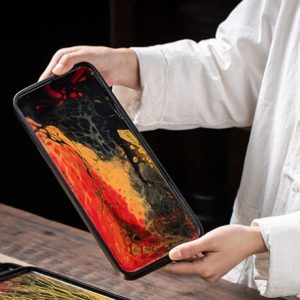 Antique Blackstone Chinese Gongfu Tea Tray Board With Modern Paintings