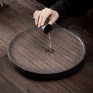 Japanese Style Iron Glazed Gongfu Tea Tray With Water Storage Drainage Made Of Porcelain