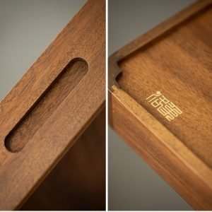 Crabapple Theme Handmade Tray For Serving Tea Made Of Walnut Wood