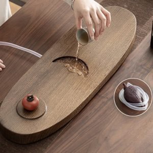 Sun And Moon Theme Wooden Tray For Serving Tea Made Of Chicken Wings Wood