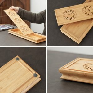 Bamboo Tray For Serving Tea Suitable For One Teapot And Two Cups