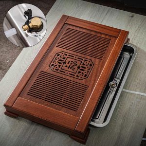 Japanese Style Gongfu Tea Tray Made Of Rosewood With Water Storage Drain