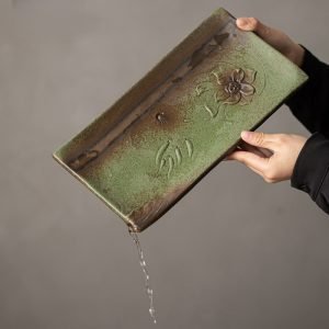 Chinese Style Antique Kiln Gongfu Tea Set Serving Trays With Water Drains