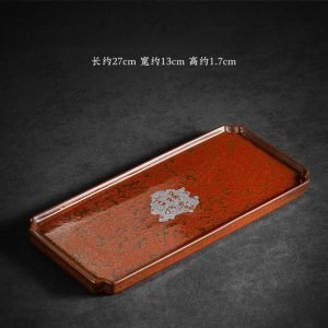 Auspicious Wooden Handpainted Chinese Style Tea Serving Tray