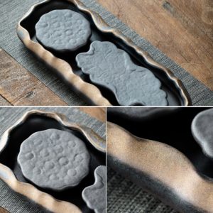 Vintage Japanese Ceramic Tray For Serving Tea With Water Drains And Storage Box