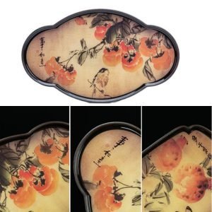 Ceramic Tea Serving Tray With Chinese Painting Patterns