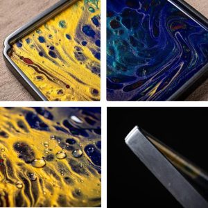 Japanese Style Black Stone Painting Theme Tea Serving Tray