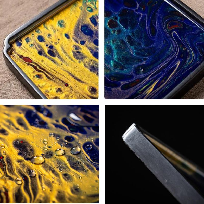 Japanese Style Black Stone Painting Theme Tea Serving Tray Japanese Style Black Stone Painting Theme Tea Serving Tray