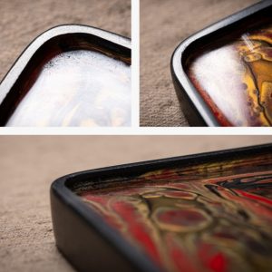 Antique Blackstone Chinese Gongfu Tea Tray Board With Modern Paintings