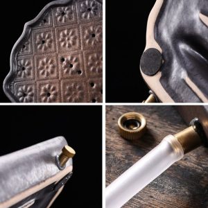 Japanese Style Iron Glaze Daisy Theme Gongfu Tea Serving Tray