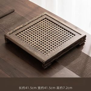Woven Bamboo Style Wood Waven Gongfu Tea Tray Board With Water Storage Tray