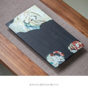 Antique Dunhuang Vintage Chinese Solid Wood Kung Fu Tea Ceremony Serving Tray