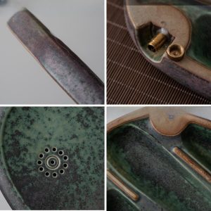 Ceramic Stone Rhyme Lotus Leaf Serving Tray For Tea Set With Water Drains