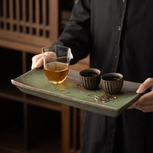 Chinese Style Antique Kiln Gongfu Tea Set Serving Trays With Water Drains