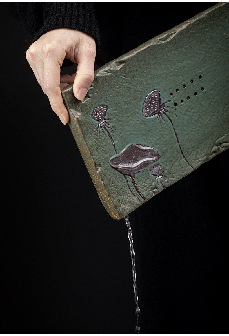 Lotus Pattern Ceramic Water Storage Tea Serving Tray Lotus Pattern Ceramic Water Storage Tea Serving Tray