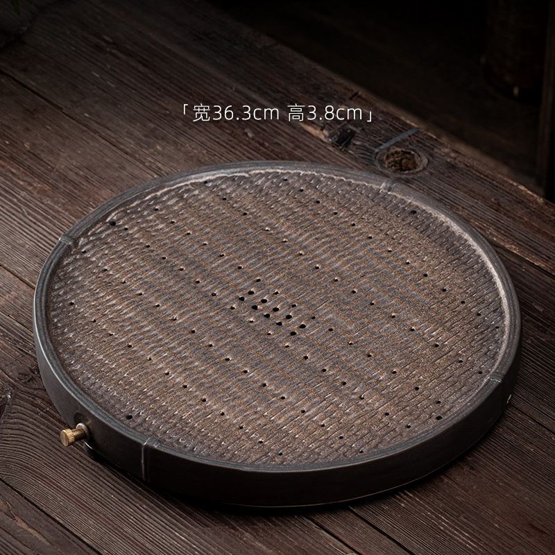 Japanese Style Iron Glazed Gongfu Tea Tray With Water Storage Drainage Made Of Porcelain Japanese Style Iron Glazed Gongfu Tea Tray With Water Storage Drainage Made Of Porcelain