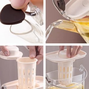 0.3 Gallon Transparent Pet Plastic Portable Sun Tea Jug Container With Infuser And Stainless Steel Handle