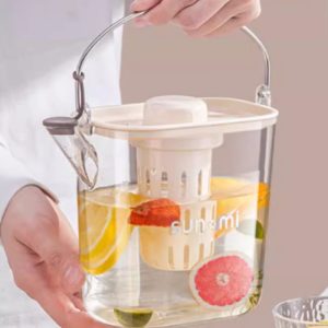 0.3 Gallon Transparent Pet Plastic Portable Sun Tea Jug Container With Infuser And Stainless Steel Handle