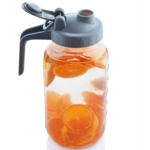 0.5 Gallon Black And Grey Vintage Glass Portable Sun Tea Pitcher Mason Tea Jar With Plastic Handle