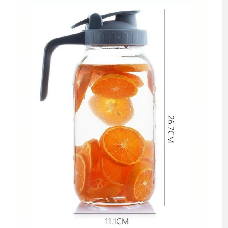 0.5 Gallon Black And Grey Vintage Glass Portable Sun Tea Pitcher Mason Tea Jar With Plastic Handle 0.5 Gallon Black And Grey Vintage Glass Portable Sun Tea Pitcher Mason Tea Jar With Plastic Handle