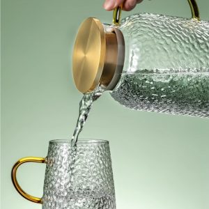 0.5 Gallon Hammered Transparent Vintage Glass Sun Tea Container Mason Jar With Stainless Steel Lid