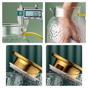 0.5 Gallon Hammered Transparent Vintage Glass Sun Tea Container Mason Jar With Stainless Steel Lid