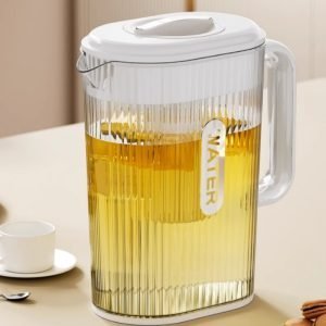 0.5 Gallon Pet Plastic White And Yellow Vintage Sun Tea Pitcher Jar Set With Handle And Spout