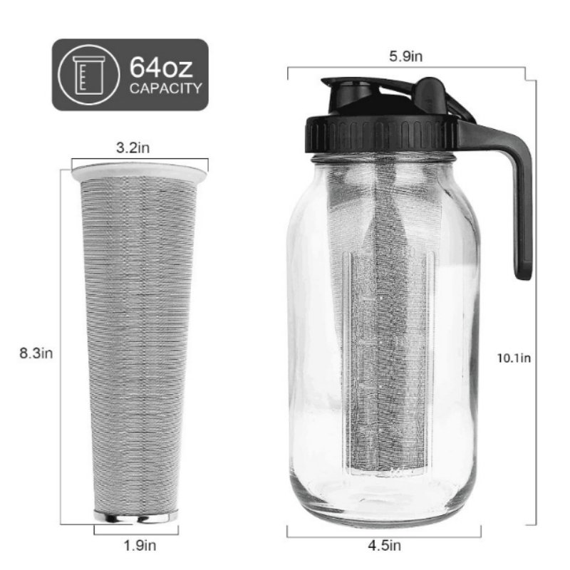 0.5 Gallon Portable Mason Brew Cold Coffee Maker Glass Sun Tea Pitcher With Handle And Infuser 0.5 Gallon Portable Mason Brew Cold Coffee Maker Glass Sun Tea Pitcher With Handle And Infuser