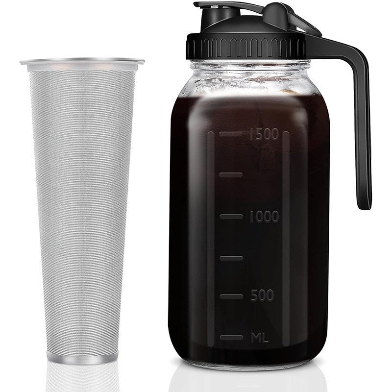 0.5 Gallon Portable Mason Brew Cold Coffee Maker Glass Sun Tea Pitcher With Handle And Infuser 0.5 Gallon Portable Mason Brew Cold Coffee Maker Glass Sun Tea Pitcher With Handle And Infuser