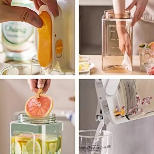 0.9 Gallon Green And White Plastic Square Cold Sun Tea Container With Portable Handle