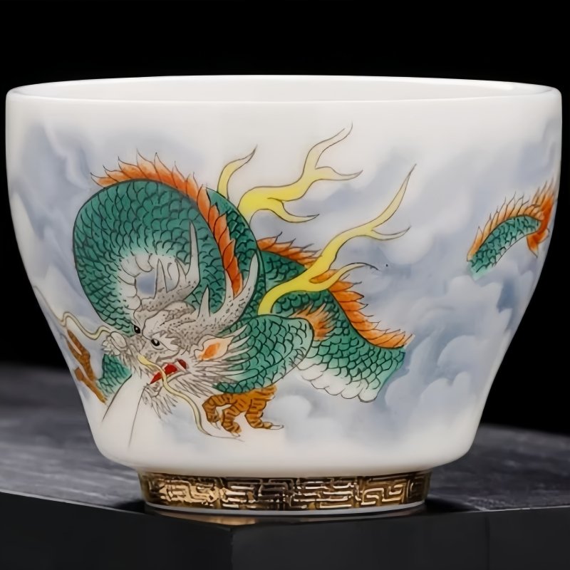 Japanese White Jade Porcelain Year Of The Dragon Large Ceramic Tea Cup Master Tea Cups Japanese White Jade Porcelain Year Of The Dragon Large Ceramic Tea Cup Master Tea Cups