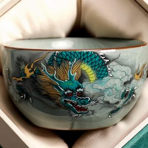 Antique Chinese Auspicious Dragon Gongfu Tea Ceremony Accessories Ceramic Master Tea Cup Chawan