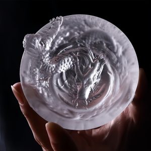 Chinese Gongfu Tea Ceremony Accessories Colored Glaze Year Of The Dragon Tea Cup With Relief Dragon Figurine And Saucer