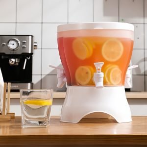1.3 Gallon 360-degree Rotating Triple Compartment Plastic Sun Tea Jar Container With Spigot And Stand