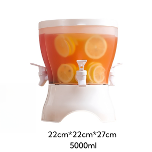 1.3 Gallon 360-degree Rotating Triple Compartment Plastic Sun Tea Jar Container With Spigot And Stand