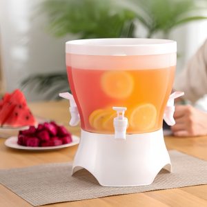 1.3 Gallon 360-degree Rotating Triple Compartment Plastic Sun Tea Jar Container With Spigot And Stand