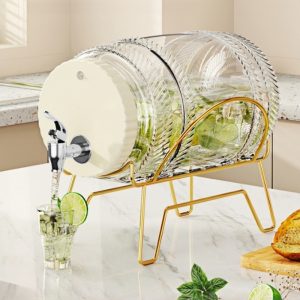 1.4 Gallon Pet Plastic Vintage Sun Tea Container With Abs Spigot And Metal Stand