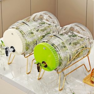 1.4 Gallon Pet Plastic Vintage Sun Tea Container With Abs Spigot And Metal Stand