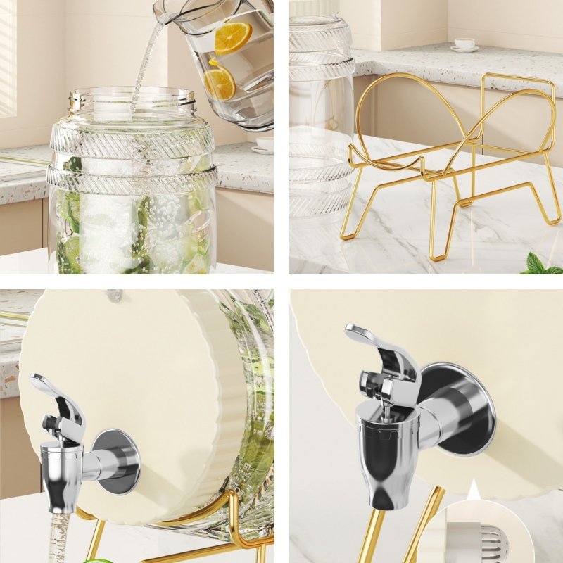 1.4 Gallon Pet Plastic Vintage Sun Tea Container With Abs Spigot And Metal Stand 1.4 Gallon Pet Plastic Vintage Sun Tea Container With Abs Spigot And Metal Stand