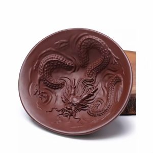 Handmade Gongfu Tea Accessories Purple Clay Tea Cup With Relief Dragon Playing With A Balll Figurine