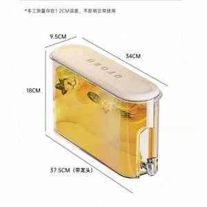 1 Gallon Green And White Plastic Rectangular Refrigerator Iced Sun Tea Container Jar Shaped With Spigot