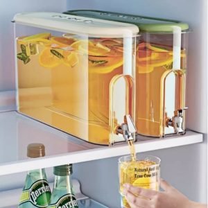1 Gallon Green And White Plastic Rectangular Refrigerator Iced Sun Tea Container Jar Shaped With Spigot