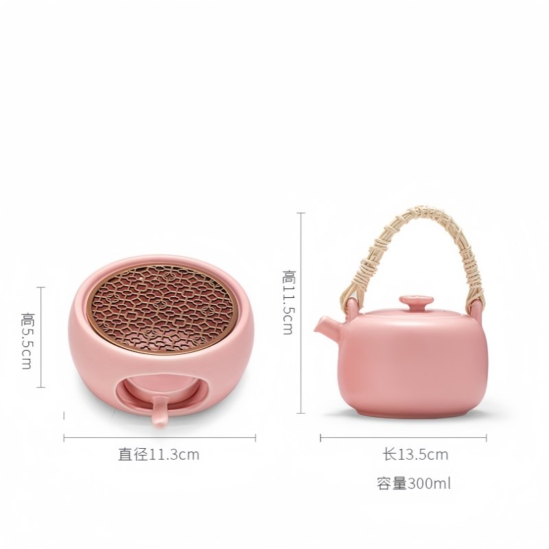 10.1 Fl Oz Pink Ceramic Hemp Rope Handle Heated Teapot And Candle Warmer 10.1 Fl Oz Pink Ceramic Hemp Rope Handle Heated Teapot And Candle Warmer